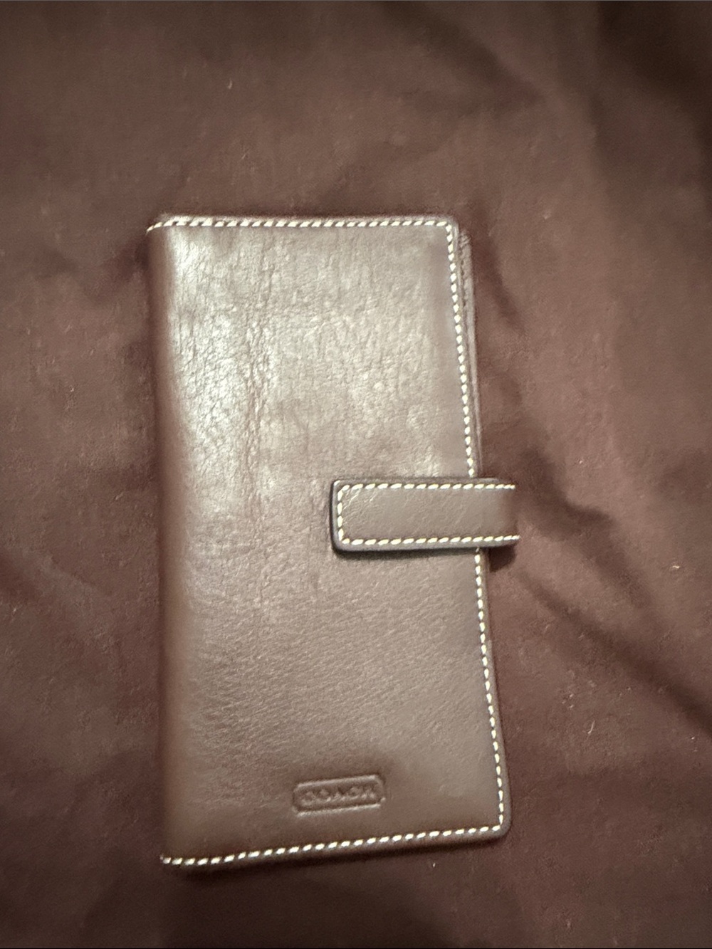 Coach Leather Phone Wallet Case in Dark Brown